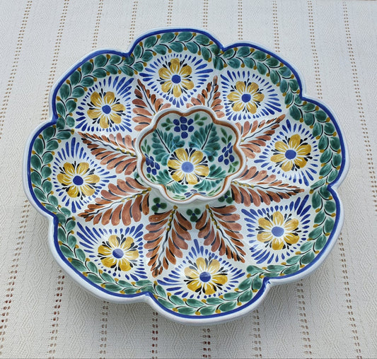 Flower Tortilla Chip Snack Bowl / Nachos Platter MultiColors