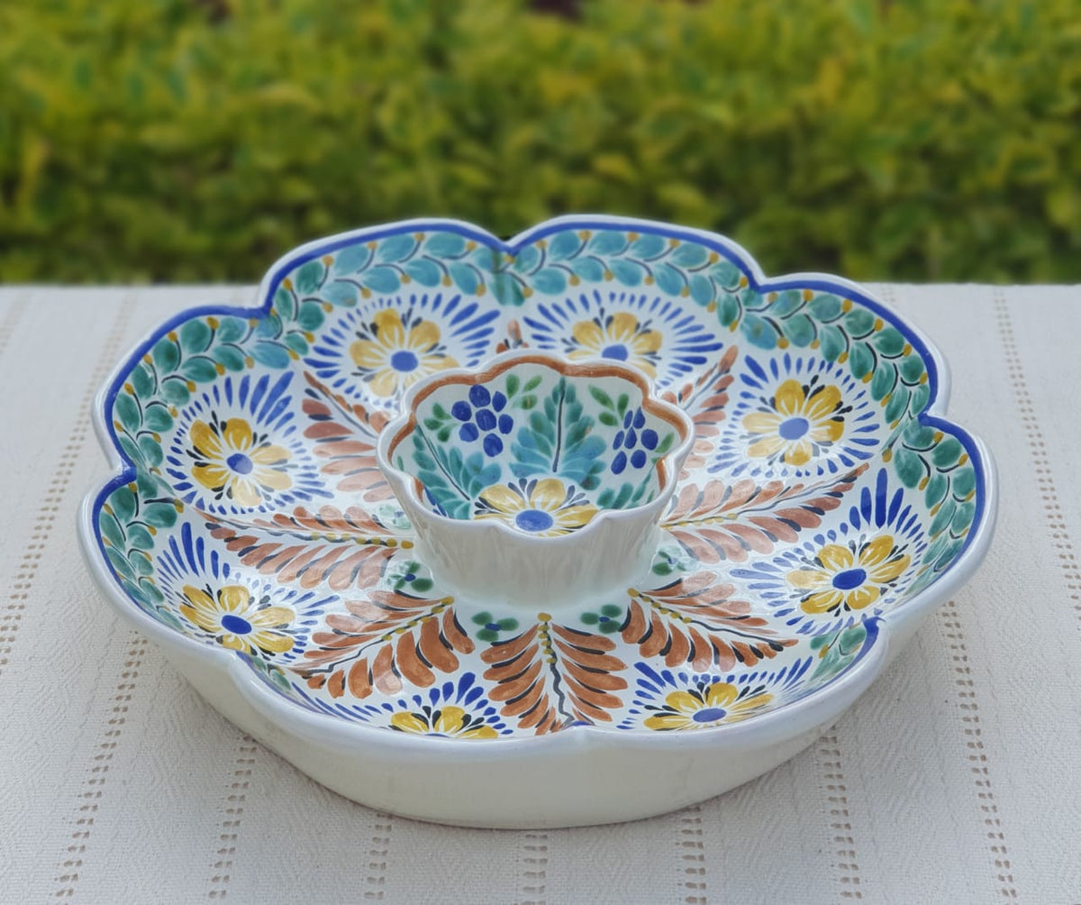 Flower Tortilla Chip Snack Bowl / Nachos Platter MultiColors