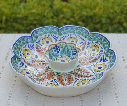 Flower Tortilla Chip Snack Bowl / Nachos Platter MultiColors