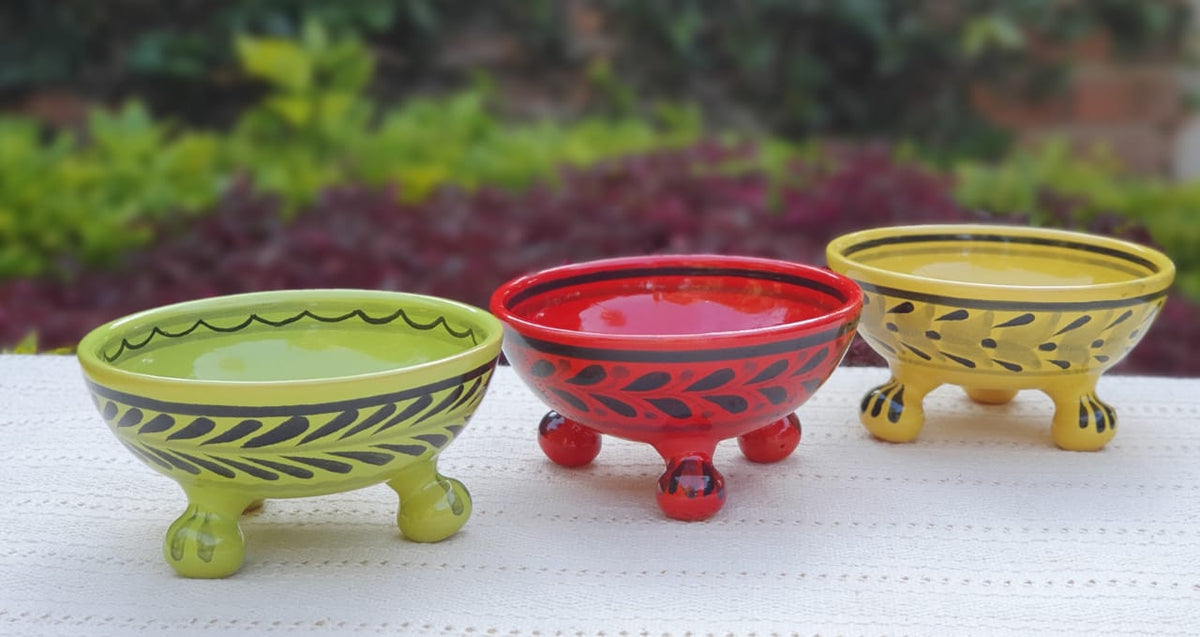 Footed Bowls Set of 3 Multi-colors