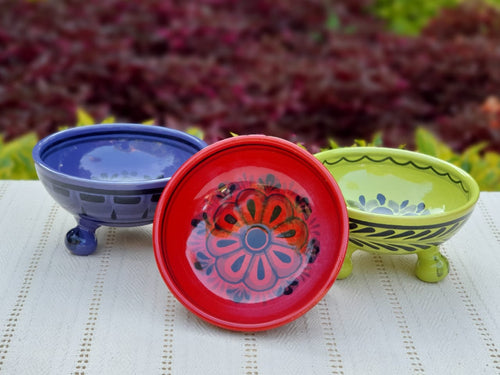 Footed Bowls Set of 3 Multi-colors