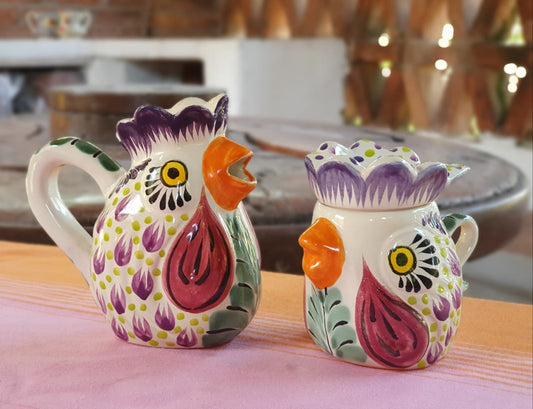 Rooster Sugar & Creamer Set of 2 Purple Colors