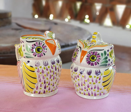 Owl Sugar & Creamer Set of 2 Purple Colors