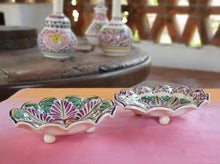 Flower Footed Snack Dish 7" D Set of 2 (Pieces) Purple Colors