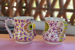 Rooster Coffee Mug 13 Oz Set of 2 Purple Colors
