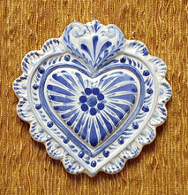 Ornament Love Heart 5*5" Blue and White