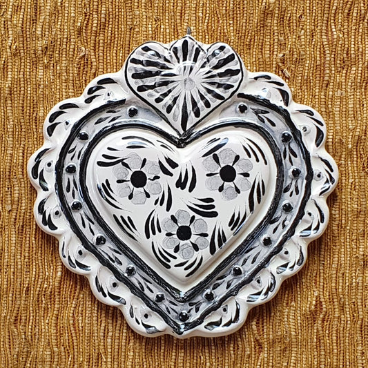 Ornament Love Heart 5*5" Flat Black and White