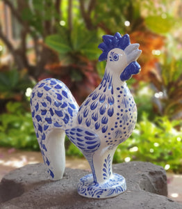 Rooster Figure 12.6" Blue and White