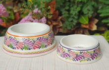 Flower Dog Bowl Set of 2 Large & Small Purple Colors