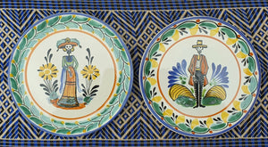 Catrina Bread Plate / Tapa Plate 6.3" D Multicolor Couple Set of (2 pieces)