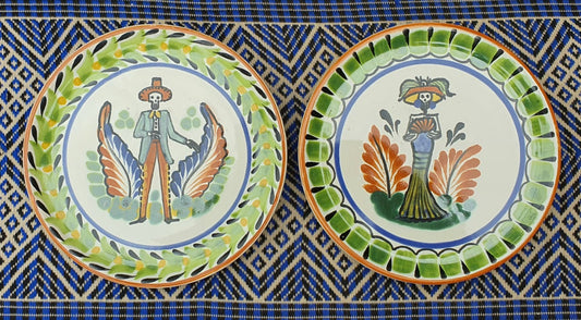 Catrina Bread Plate / Tapa Plate 6.3" D Multicolor Couple Set of (2 pieces)