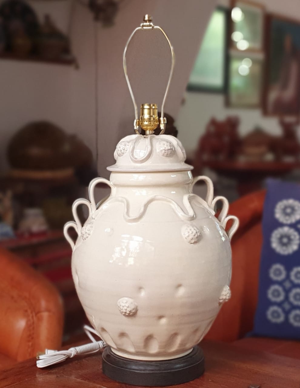 Lamp Decorative Vase w/Strawberries White