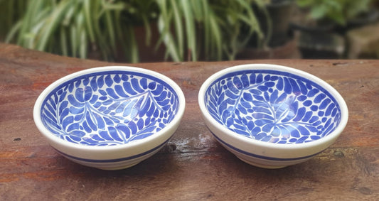 Milestones Pattern Small Bowl 4.9 in D Set of 2 Pieces Blue or Red Colors