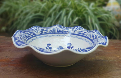 Cuenco de pasta con diseño de ciervo azul y blanco 