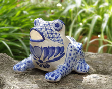 Frog Shape 6.7" W x 5.9" H Flower Pot Blue and White