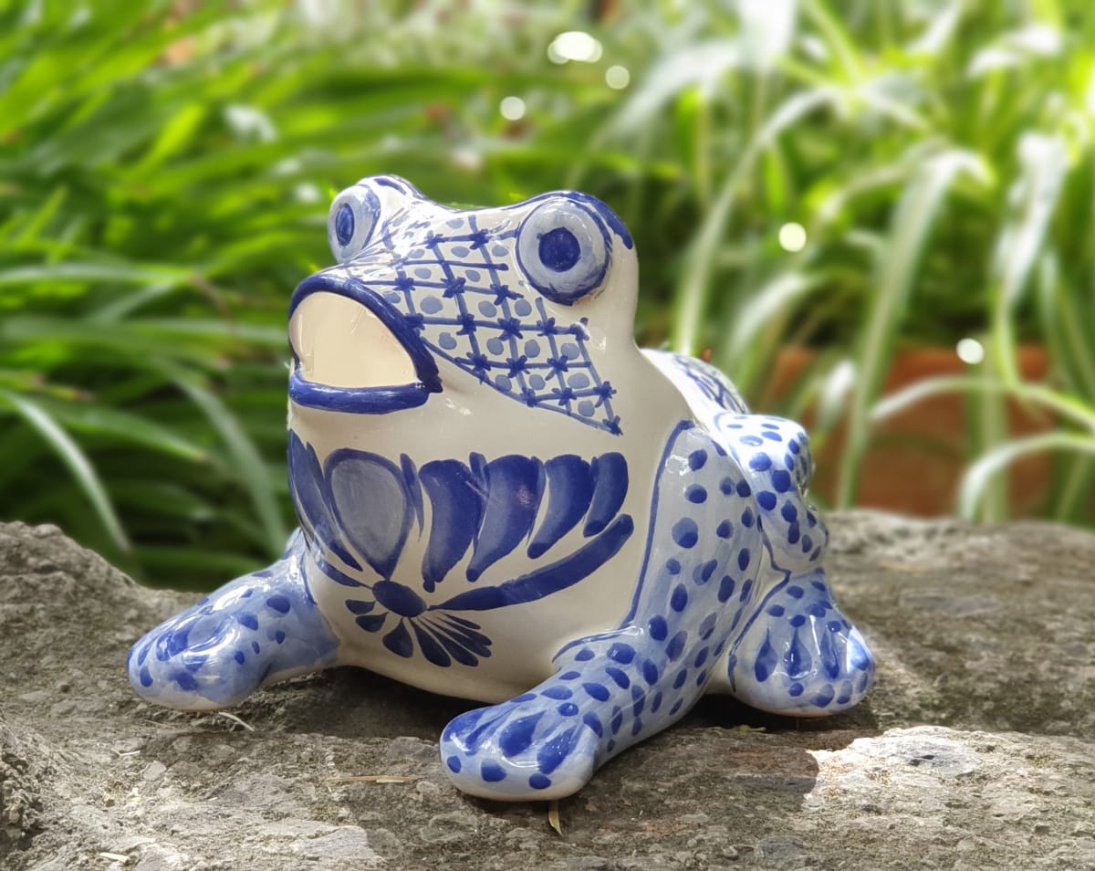 Frog Flower Pot Mexican Ceramic Garden talavera majolica handmade