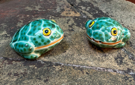 Frog Salt and Pepper Shaker Set Green Colors