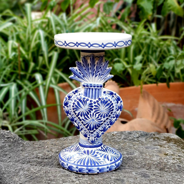 陶器 花器 青磁 美品 Ac-301 ceramics-candle-blue-talavera-
