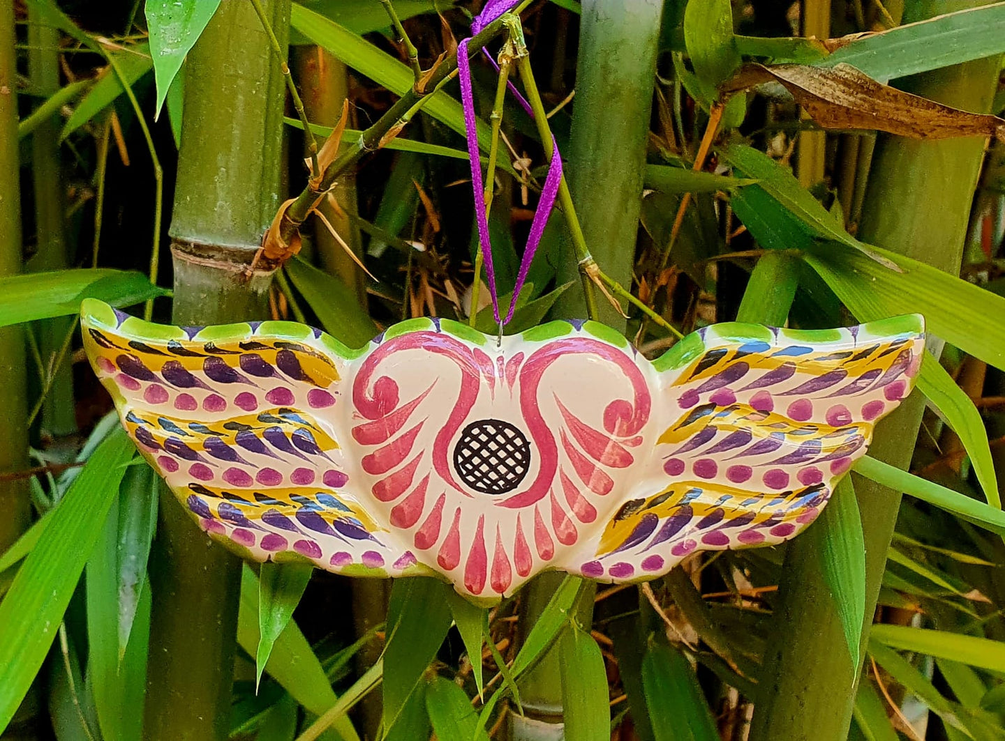 Ornament Heart w/Wings purple colors