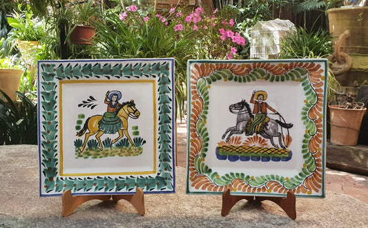Cowboy Couple Square Plate Set of 2 MultiColors