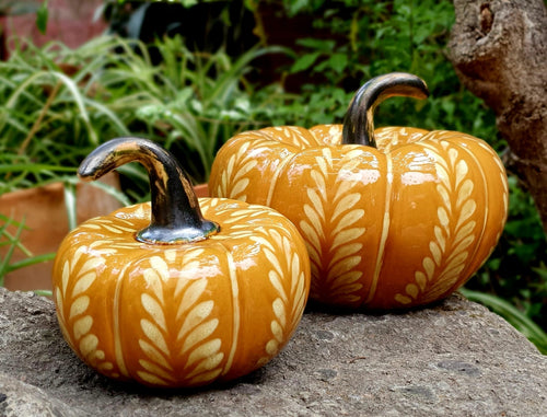 Decorative Ceramics Pumpkin Set of 2 pieces Terracota Colors