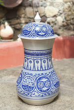 Decorative Vase w/Lid  40" H Morisco Blue and White