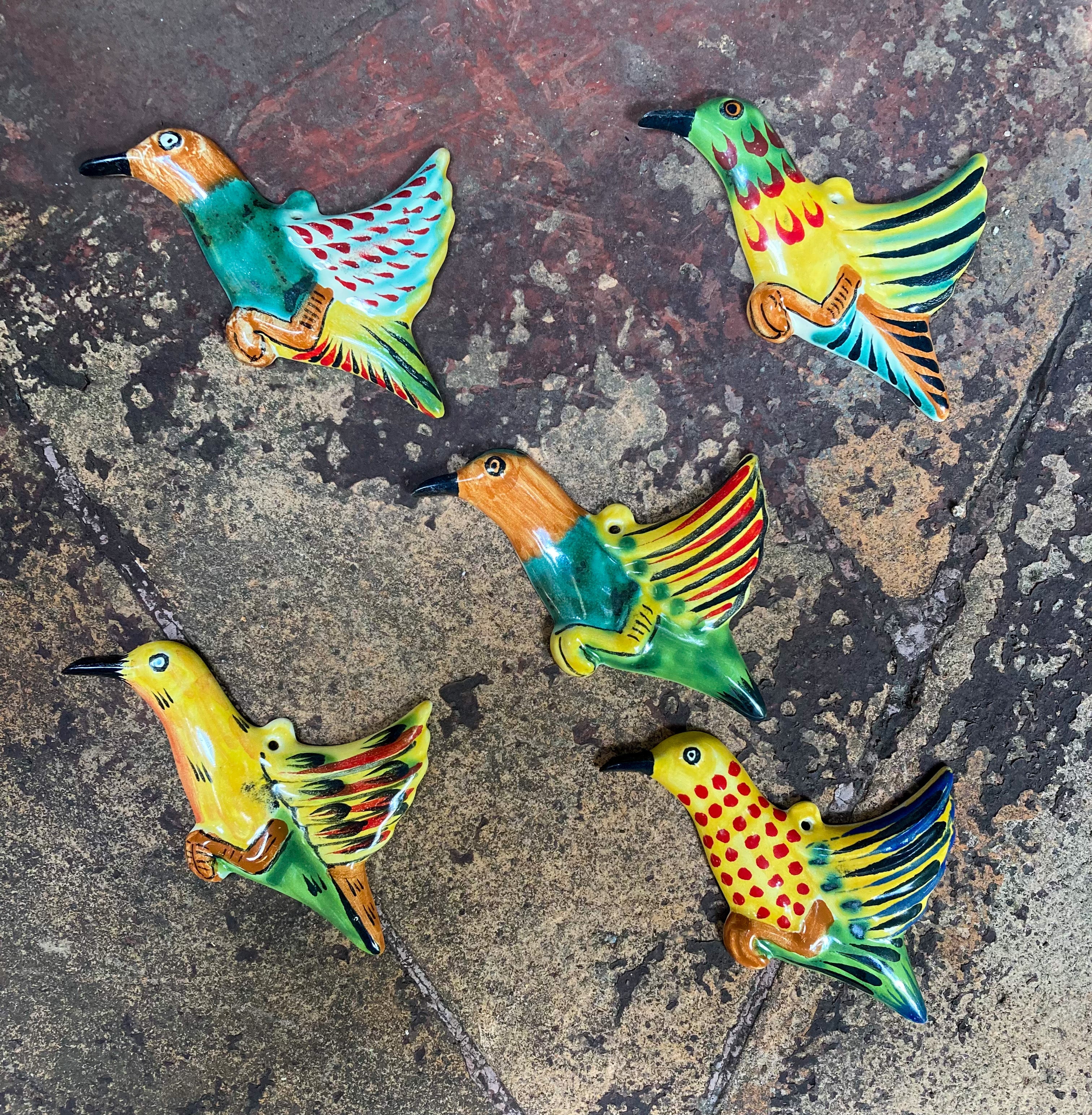 Mexican Ceramics Ornament Hummingbird Set of 5 pieces Multi-colors