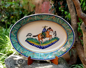 Cowboy Decorative / Serving Oval Platter 17.3 x 21.6" Multicolor