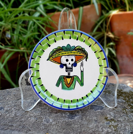 Catrina Bread Plate / Tapa Plate 6.3" D MultiColors