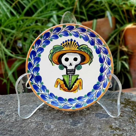 Catrina Bread Plate / Tapa Plate 6.3" D MultiColors