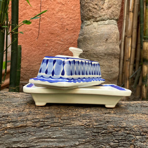 Butter Dish Blue and White