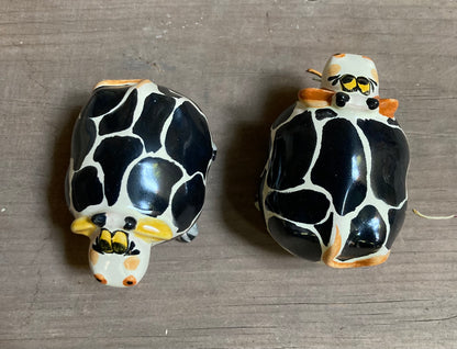 Cow Round Salt and Pepper Shaker Set Black & White