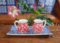 Creamer Set (3 pieces) Milestones Pattern Red or Blue
