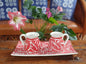 Creamer Set (3 pieces) Milestones Pattern Red or Blue
