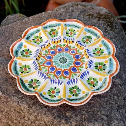 Deviled Eggs / Snack Plate Flower Shape 10" D MultiColors