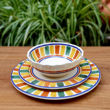 Happy Stripes Flouted Dinner Set of 3 Pieces with border MultiColors
