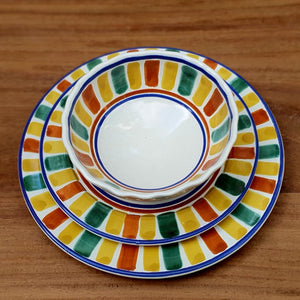 Happy Stripes Flouted Dinner Set of 3 Pieces with border MultiColors