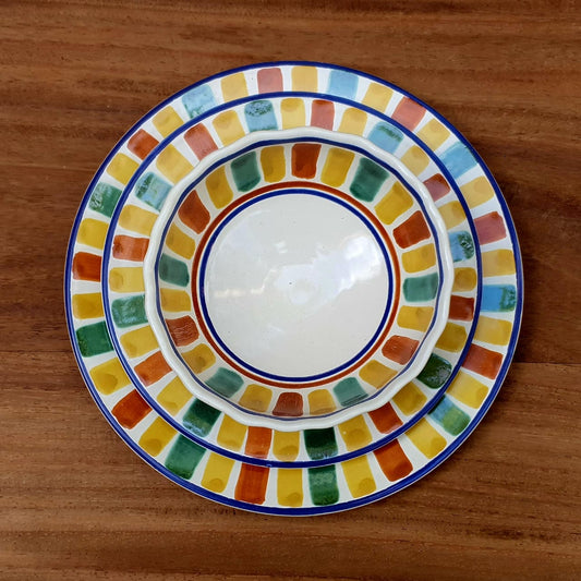 Happy Stripes Flouted Dinner Set of 3 Pieces with border MultiColors