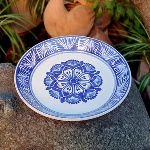 Flower Decorative / Serving Deep Round Platters Blue and White