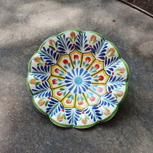 Flower Footed Snack Dish 7" D MultiColors