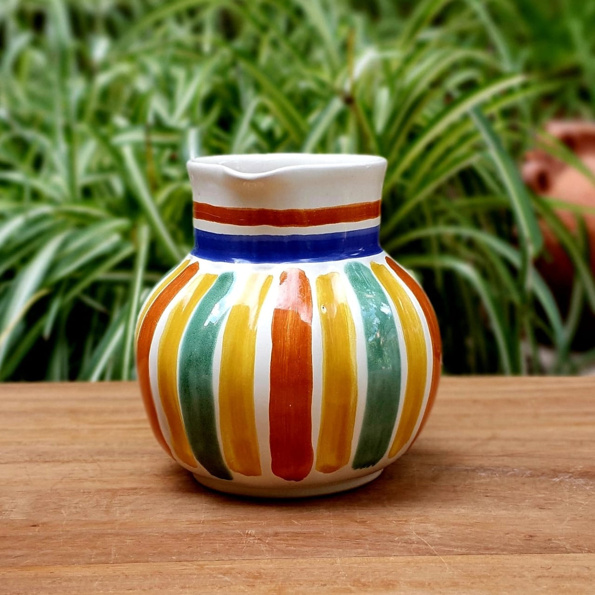 Happy Stripes Chocolate Pitcher 5in H MultiColors