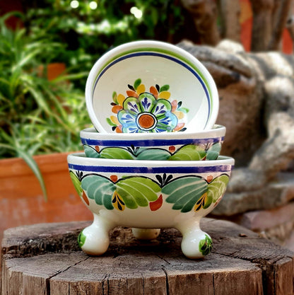 Flower Footed Bowl Set(3) MultiColors