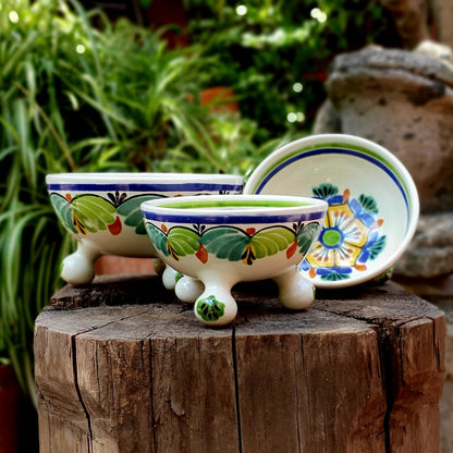 Flower Footed Bowl Set(3) MultiColors