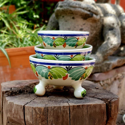 Flower Footed Bowl Set(3) MultiColors