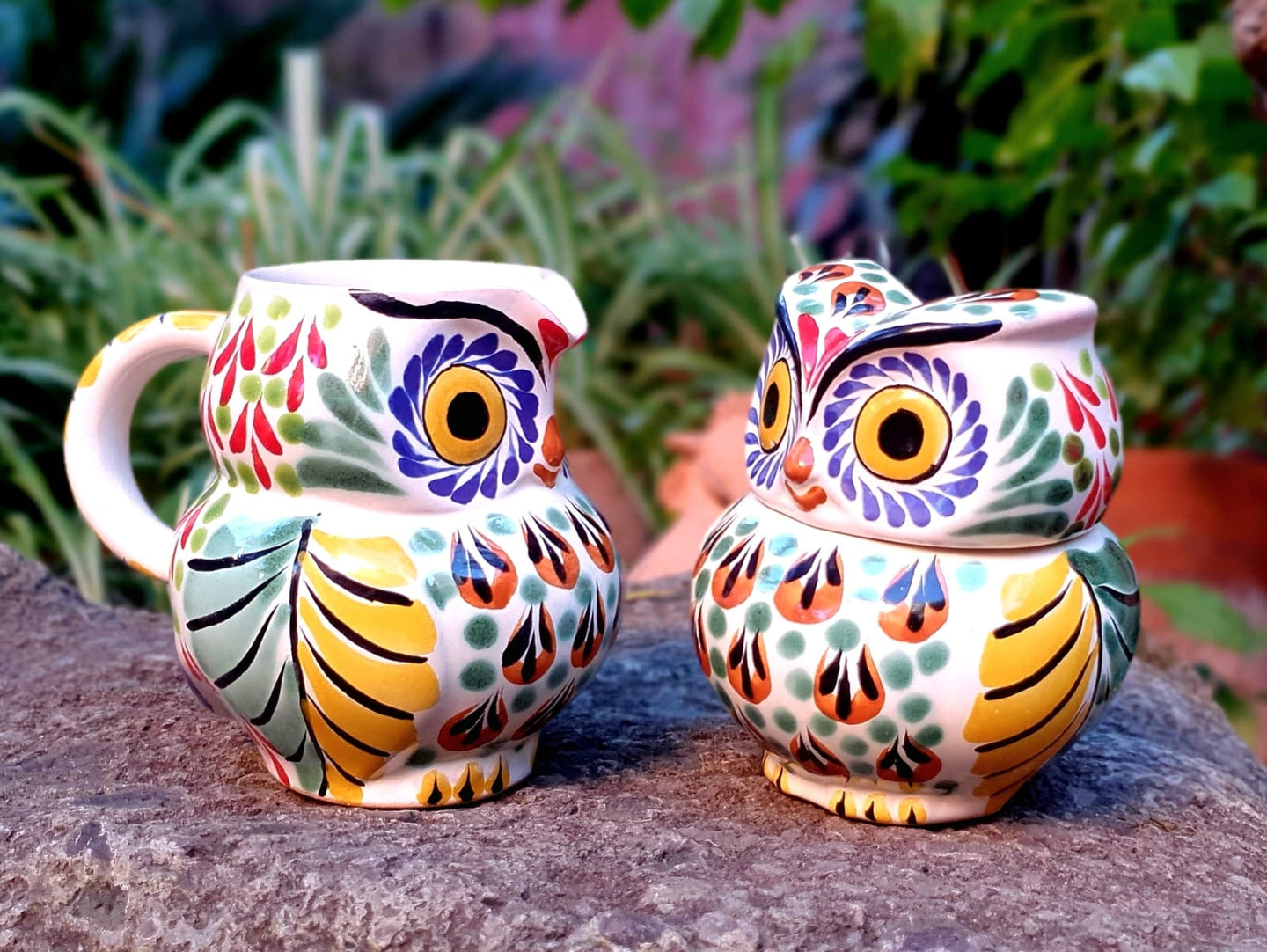 New Owl Sugar & Creamer Set of 2 Multicolors