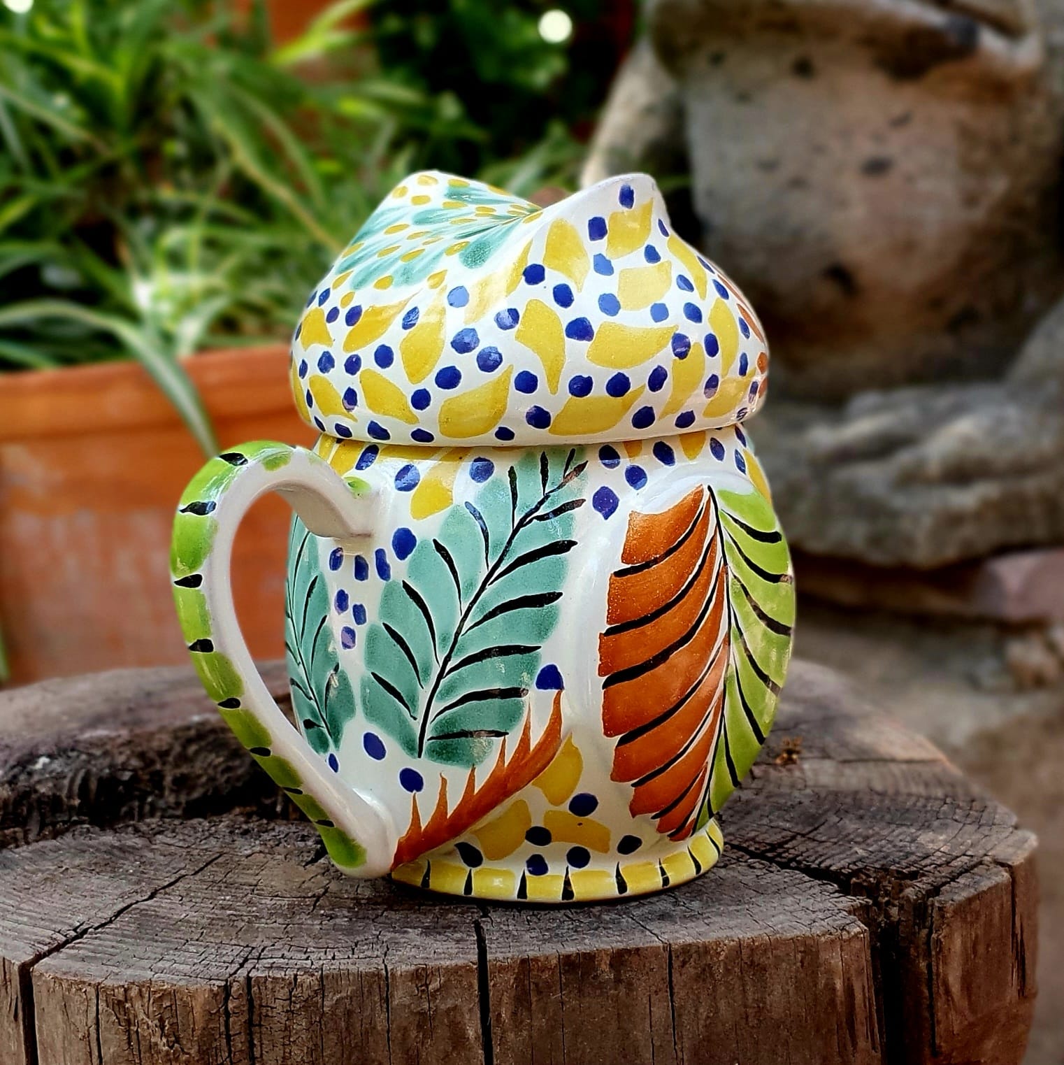 Mexican Pottery Owl Pitcher 6.7