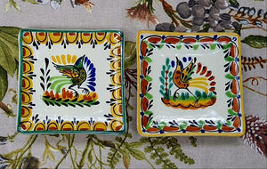 Bird Bread Square Plate / Tapa Plate 5*5" Set of 2 MultiColors