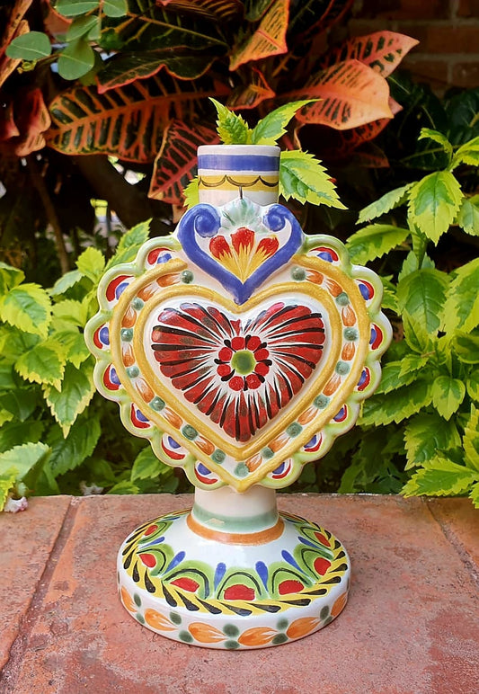 Love Heart Candle holder 7.7" H MultiColors