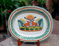 Conejo Decorativo / Plato Semi Ovalado para Servir / Bandeja 16.9x13.4 en Multicolores 