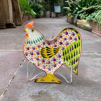 Rooster Snack Dish 10 x 9.8 " Purple Colors